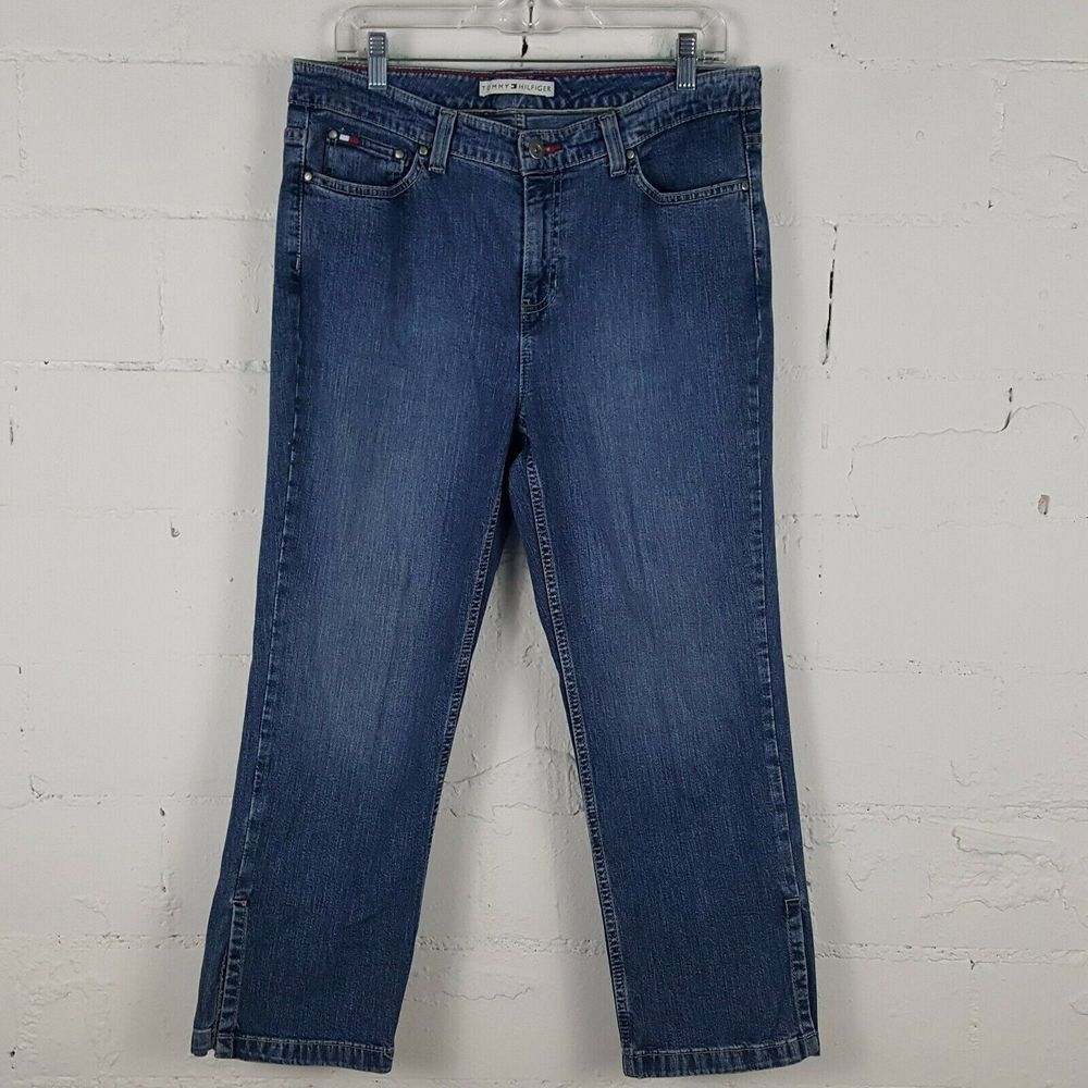 Tommy Hilfiger Womens Jeans Denim Blue Cropped Pants Slit Relaxed Size 10